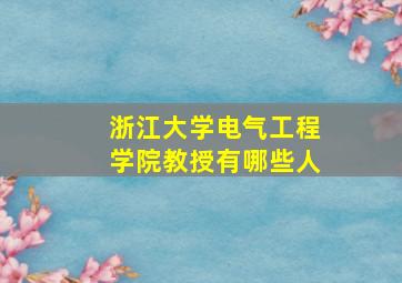 浙江大学电气工程学院教授有哪些人