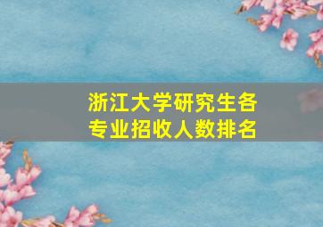 浙江大学研究生各专业招收人数排名