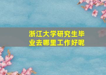 浙江大学研究生毕业去哪里工作好呢