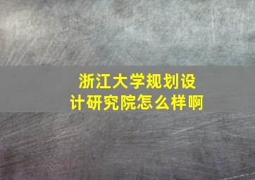 浙江大学规划设计研究院怎么样啊