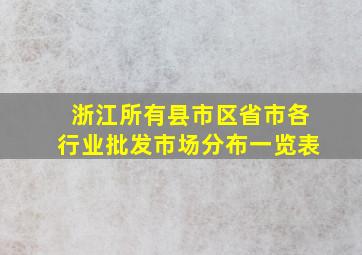 浙江所有县市区省市各行业批发市场分布一览表