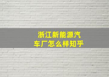 浙江新能源汽车厂怎么样知乎