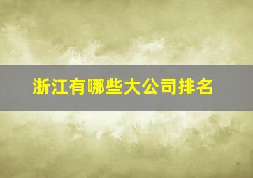 浙江有哪些大公司排名