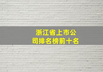 浙江省上市公司排名榜前十名