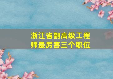 浙江省副高级工程师最厉害三个职位