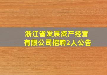 浙江省发展资产经营有限公司招聘2人公告