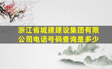 浙江省城建建设集团有限公司电话号码查询是多少