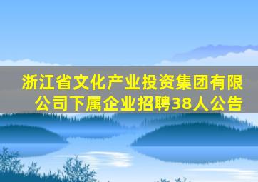 浙江省文化产业投资集团有限公司下属企业招聘38人公告