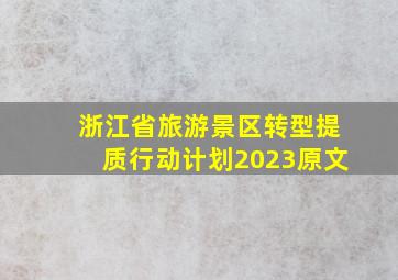 浙江省旅游景区转型提质行动计划2023原文