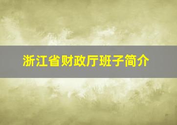 浙江省财政厅班子简介