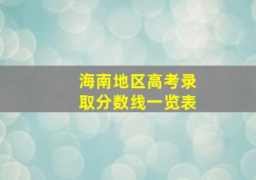 海南地区高考录取分数线一览表