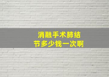 消融手术肺结节多少钱一次啊