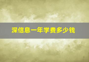 深信息一年学费多少钱