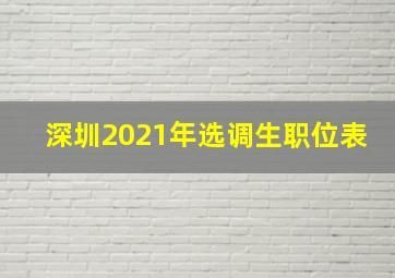 深圳2021年选调生职位表