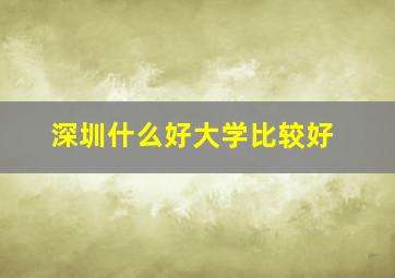 深圳什么好大学比较好