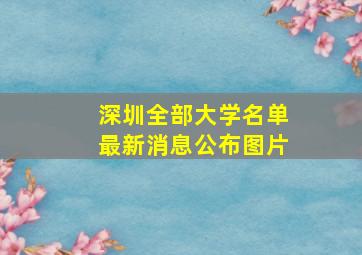 深圳全部大学名单最新消息公布图片