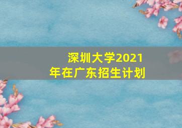 深圳大学2021年在广东招生计划