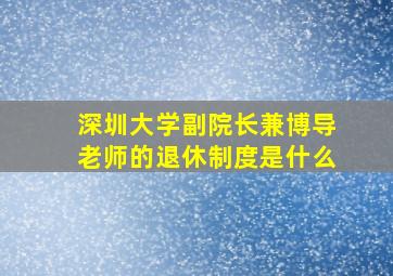 深圳大学副院长兼博导老师的退休制度是什么