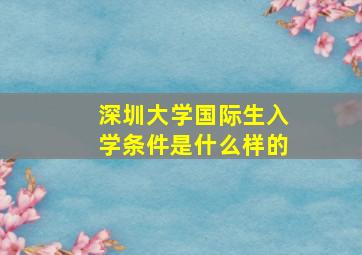 深圳大学国际生入学条件是什么样的