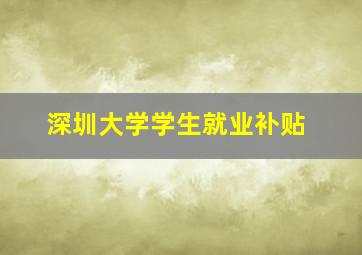 深圳大学学生就业补贴