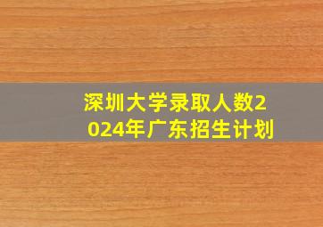 深圳大学录取人数2024年广东招生计划