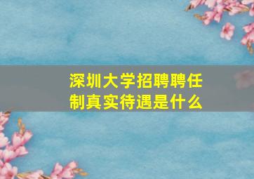 深圳大学招聘聘任制真实待遇是什么