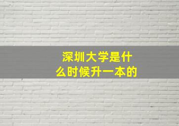 深圳大学是什么时候升一本的