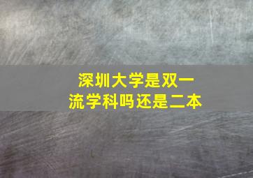 深圳大学是双一流学科吗还是二本