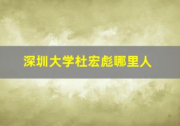 深圳大学杜宏彪哪里人