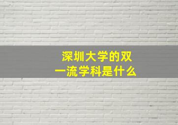 深圳大学的双一流学科是什么