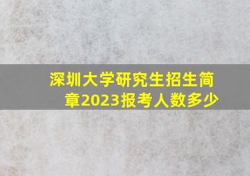 深圳大学研究生招生简章2023报考人数多少