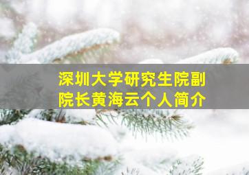 深圳大学研究生院副院长黄海云个人简介