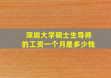 深圳大学硕士生导师的工资一个月是多少钱