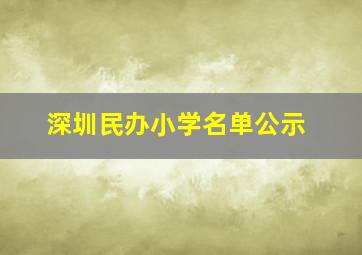 深圳民办小学名单公示