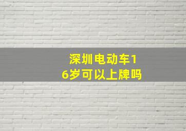 深圳电动车16岁可以上牌吗