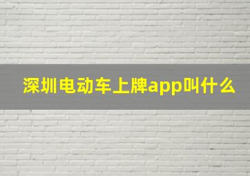 深圳电动车上牌app叫什么