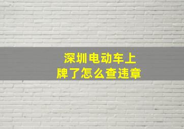 深圳电动车上牌了怎么查违章