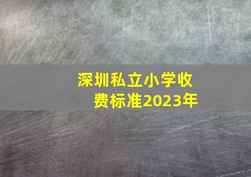 深圳私立小学收费标准2023年