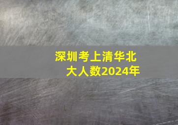 深圳考上清华北大人数2024年