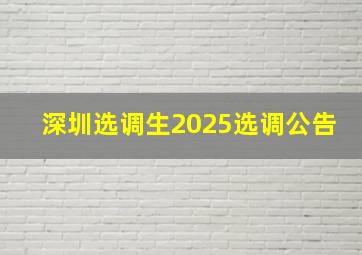 深圳选调生2025选调公告