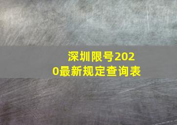 深圳限号2020最新规定查询表