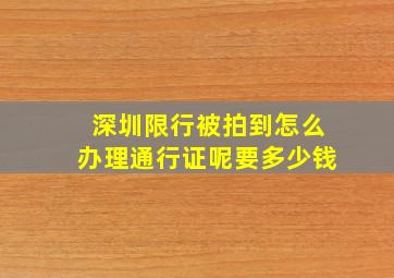 深圳限行被拍到怎么办理通行证呢要多少钱