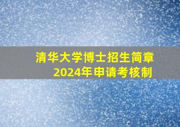 清华大学博士招生简章2024年申请考核制