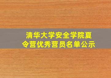 清华大学安全学院夏令营优秀营员名单公示