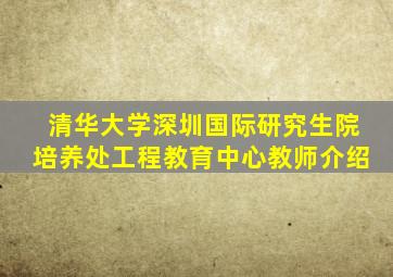 清华大学深圳国际研究生院培养处工程教育中心教师介绍