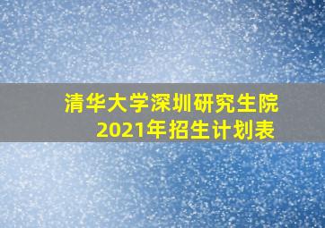 清华大学深圳研究生院2021年招生计划表