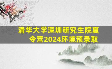 清华大学深圳研究生院夏令营2024环境预录取