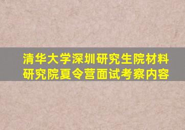 清华大学深圳研究生院材料研究院夏令营面试考察内容