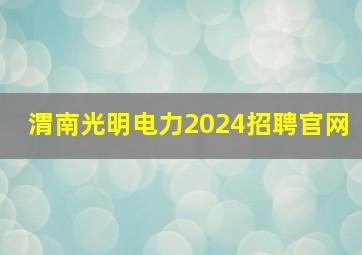 渭南光明电力2024招聘官网