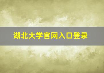 湖北大学官网入口登录